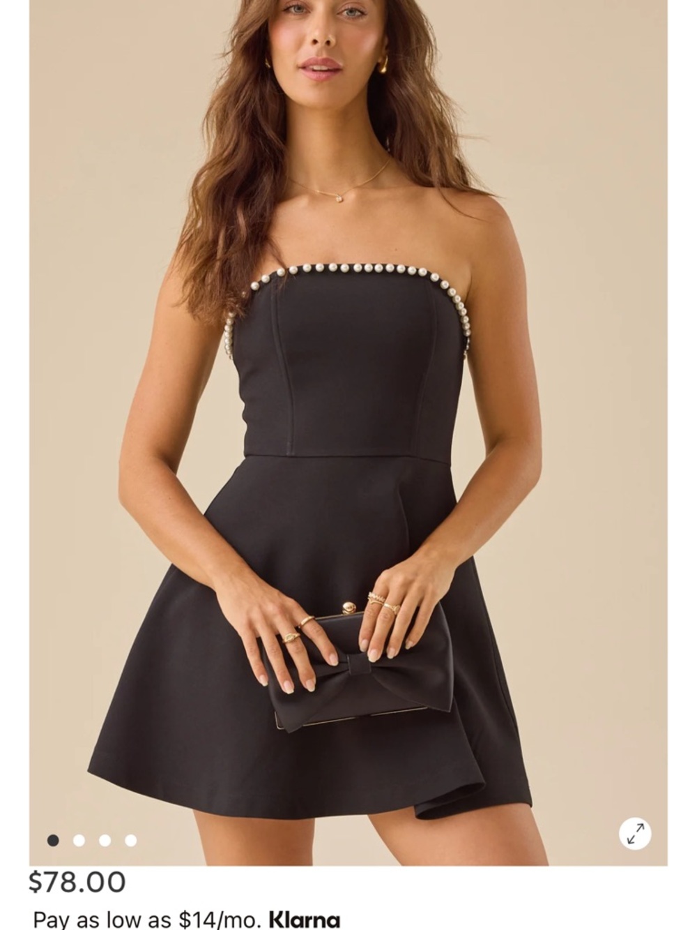 Altar'd State Black Strapless Mini Dress with Gold Stud Trim
